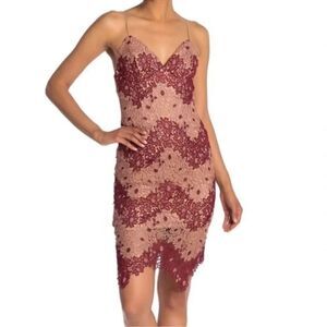 Bardot Two-Tone Lace Dress Berry Pink zip up back sleeveless new NWT size 4